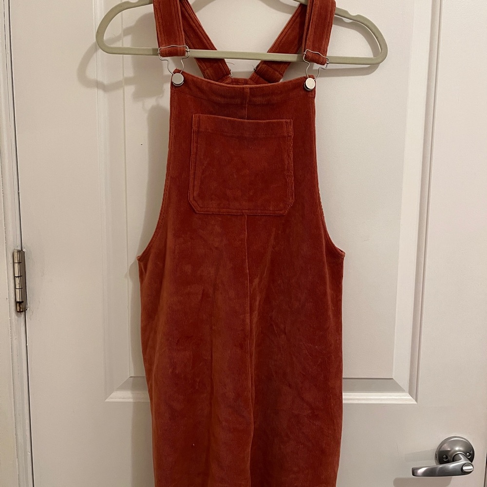 Polagram Terracotta Corduroy Overalls Dress